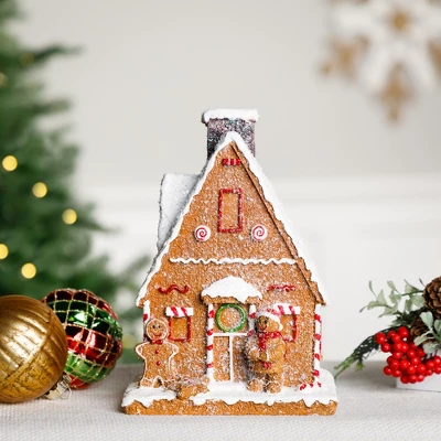 Northlight Frosted Gingerbread House With Gingerbread Man Christmas Decoration - 8.5" 3 Northlight Frosted Gingerbread House With Gingerbread Man Christmas Decoration - 8.5"