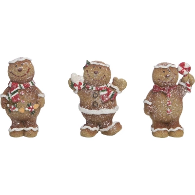 Transpac Mini Gingerbread Figurine Set Of 3 Christmas Home Decorations Resin Decorative Objects 3 Transpac Mini Gingerbread Figurine Set Of 3 Christmas Home Decorations Resin Decorative Objects