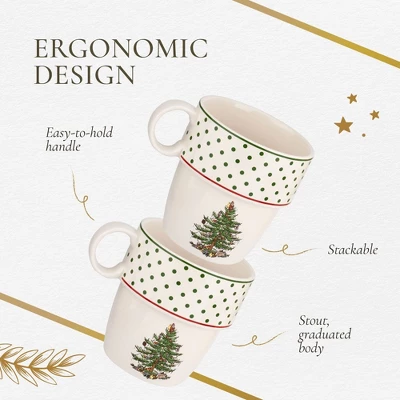 Spode Christmas Tree Polka Dot Stackable Mugs, Set Of 4 - Festive 10oz Mugs, Dishwasher, Microwave, Freezer Safe - Fine Earthenware Holiday Mugs 6 Spode Christmas Tree Polka Dot Stackable Mugs, Set Of 4 - Festive 10oz Mugs, Dishwasher, Microwave, Freezer Safe - Fine Earthenware Holiday Mugs - Image 4