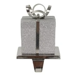 Northlight 5.5" Silver Glitter Gift Box With Bow Christmas Metal Stocking Holder -Northlight Shop GUEST 61d93b34 7405 4e2a 8b3f 66e77310aaeb
