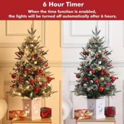3ft Small Christmas Tree Pre-Lit Artificial Christmas Tree With 78 Led Lights, Snow Flocked Xmas Tree W/Base, Timer Function, Battery Operated -Northlight Shop GUEST 62f67cd9 e424 45b7 b418 11be04726c0b