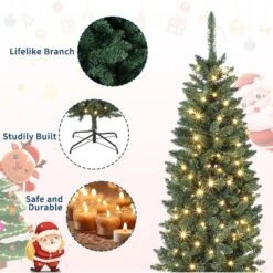 Artificial Christmas Tree, Pre-Lit Pencil Christmas Tree, Dual LED Light, Xmas Tree Holiday Decoration For Home Party -Northlight Shop GUEST 6663151d 6eb0 4a31 8314 404648ba7b4e