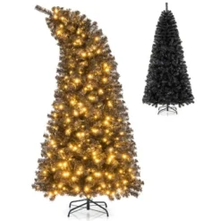 Tangkula 6/7 FT Artificial Halloween Tree Pre-Lit Black Christmas Tree W/ Bendable Top Section -Northlight Shop GUEST 6708dc30 5c5a 44ad ab1b b77bdbe9f473