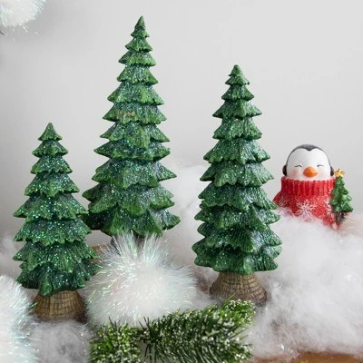 Northlight Glittered Pine Tree Christmas Decoration - 6.5" 3 Northlight Glittered Pine Tree Christmas Decoration - 6.5"