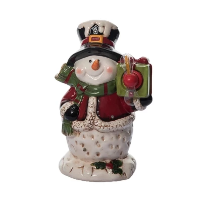 Transpac Dolomite Light Up Snowman With Gift Box And Music - Festive Christmas Decorative Object For Holiday Cheer 4 Transpac Dolomite Light Up Snowman With Gift Box And Music - Festive Christmas Decorative Object For Holiday Cheer - Image 2