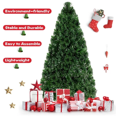 Costway 6Ft Pre-Lit Fiber Optic PVC Christmas Tree Metal Holiday 5 Costway 6Ft Pre-Lit Fiber Optic PVC Christmas Tree Metal Holiday - Image 3