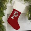 Personalization Mall Farmhouse Initial Red Christmas Stocking, Ivory Faux Fur -Northlight Shop GUEST 701716a2 771f 4363 9ffe 4c58a215c173