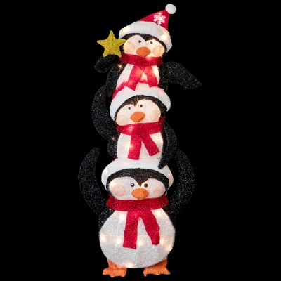 Northlight 41" Lighted Stacked Penguin Family Outdoor Christmas Decoration 4 Northlight 41" Lighted Stacked Penguin Family Outdoor Christmas Decoration - Image 2