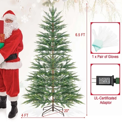 Costway 6.5 FT/7.5FT Pre-Lit Christmas Tree Hinged With 470/612 PE Branch Tips Timer & 430/540 Lights 5 Costway 6.5 FT/7.5FT Pre-Lit Christmas Tree Hinged With 470/612 PE Branch Tips Timer & 430/540 Lights - Image 3
