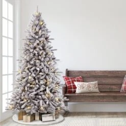 7.5ft Pre-lit Artificial Christmas Tree Flocked Full Bradford Fir: Puleo, Incandescent Lights, Easy Setup -Northlight Shop GUEST 795f3673 1ace 4135 bd75 195730536a59