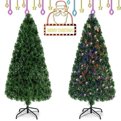 Costway 6Ft Pre-Lit Fiber Optic PVC Christmas Tree Metal Holiday 9 Costway 6Ft Pre-Lit Fiber Optic PVC Christmas Tree Metal Holiday - Image 7