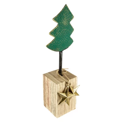 Northlight Metal Tree With Stars And Chunky Wooden Base Christmas Decoration - 16.75" - Green 5 Northlight Metal Tree With Stars And Chunky Wooden Base Christmas Decoration - 16.75" - Green - Image 3