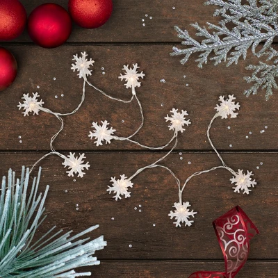 Northlight 10-Count LED Snowflake Christmas Fairy Lights, 4.25ft, Copper Wire 6 Northlight 10-Count LED Snowflake Christmas Fairy Lights, 4.25ft, Copper Wire - Image 4