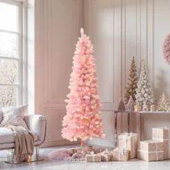 LuxenHome 6Ft Pink Pencil Artificial Tree With Warm White Lights And 8 Light Functions -Northlight Shop GUEST 8227bc9c b25d 4b51 9c51 41a1ebd24fb4