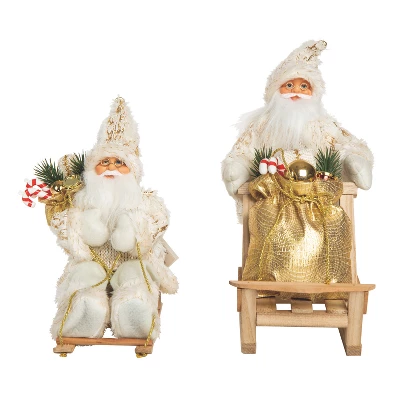 Transpac Fabric Elegant Metallic Santa Decor Set Of 2 Christmas Home Decorations For Festive Holiday Cheer 3 Transpac Fabric Elegant Metallic Santa Decor Set Of 2 Christmas Home Decorations For Festive Holiday Cheer