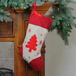Northlight Embroidered Tree With Snowflakes Christmas Stocking - 18"