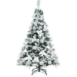 Costway 5ft/6ft/7ft/8ft Snow Flocked Hinged Christmas Tree W/ Berries & Poinsettia Flowers -Northlight Shop GUEST 88bdc278 119f 4ed4 b3e4 2457817b09b9