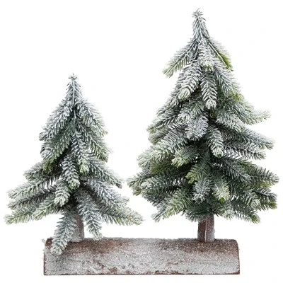 Northlight Frosted Pine Tree Duo Christmas Decoration - 12" - Unlit 6 Northlight Frosted Pine Tree Duo Christmas Decoration - 12" - Unlit - Image 4