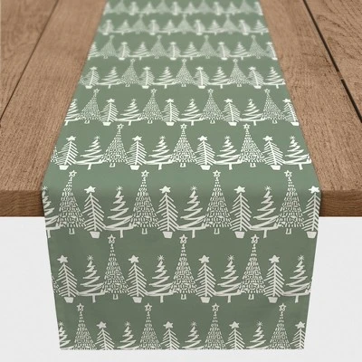 Creative Products Sage Christmas Tree Pattern 16 X 72 Cotton Twill Table Runner 4 Creative Products Sage Christmas Tree Pattern 16 X 72 Cotton Twill Table Runner - Image 2