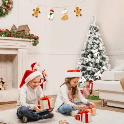 Costway 5ft/6ft/7ft/8ft Snow Flocked Hinged Christmas Tree W/ Berries & Poinsettia Flowers -Northlight Shop GUEST 8ff413e9 99bc 4e0c 9c23 753d53af1f95