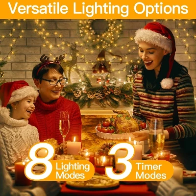 Ollny 400 LED Warm White Christmas Lights (Green Cable, Plug In, 8 Modes) 4 Ollny 400 LED Warm White Christmas Lights (Green Cable, Plug In, 8 Modes) - Image 2