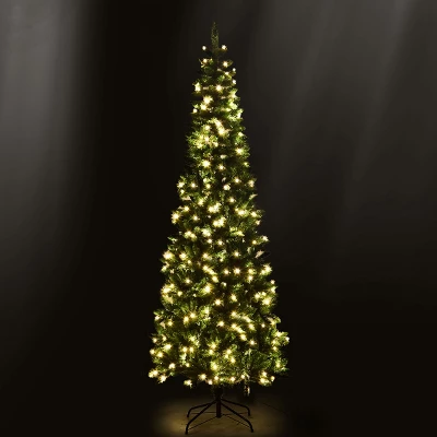 Costway 6.5ft Pre-Lit Hinged Pencil Christmas Tree 250 White Lights 5 Costway 6.5ft Pre-Lit Hinged Pencil Christmas Tree 250 White Lights - Image 3