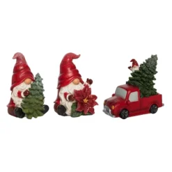 Transpac Light Up Glitz Gnome Decor Set Of 3 Christmas Home Decorations Resin Decorative Objects