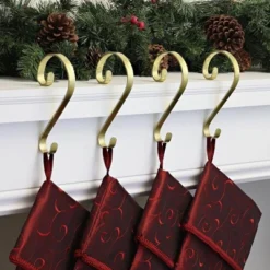Stocking Scrolls Stocking Holders 4pk Gold Foil