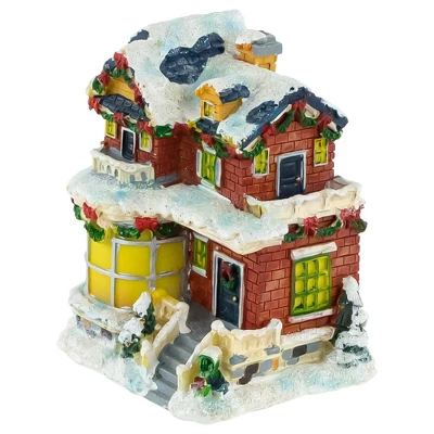 Northlight Two Story Snowy House With Garland And Wreaths Christmas Village Decoration - 4" 4 Northlight Two Story Snowy House With Garland And Wreaths Christmas Village Decoration - 4" - Image 2