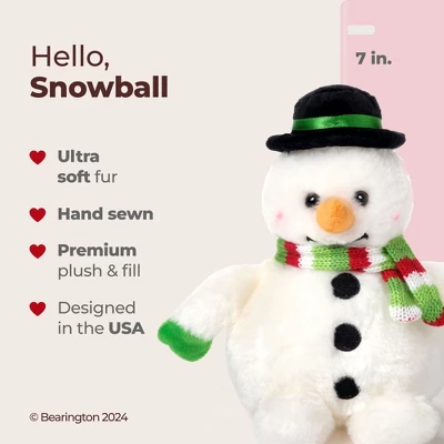 Bearington Snowball The Plush Snowman, Stuffed Snowman, 7 Inch Christmas Plushies, Ideal Christmas Stuffed Animals Gift For Kids 7 Bearington Snowball The Plush Snowman, Stuffed Snowman, 7 Inch Christmas Plushies, Ideal Christmas Stuffed Animals Gift For Kids - Image 5