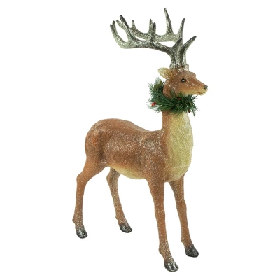 Northlight Standing Glittered Reindeer With Pine Neck Wreath Christmas Decoration - 15.5" 5 Northlight Standing Glittered Reindeer With Pine Neck Wreath Christmas Decoration - 15.5" - Image 3