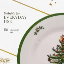 Spode Christmas Tree Melamine Salad Plate (Set Of 4) - 8 Inch Shatterproof Serving Plate - Festive Tableware, Dishwasher Safe Dinnerware -Northlight Shop GUEST 9bb00ecf 58b0 4a95 877c 0aae03014052