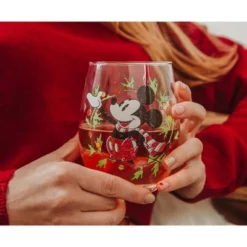 Silver Buffalo Disney Mickey Mouse Christmas Wreath Stemless Wine Glass | Holds 20 Ounces -Northlight Shop GUEST 9c5563c9 09ad 436d 9ca1 41083bb790a0