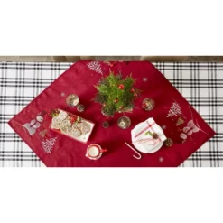 Design Imports Christmas Embroidered Tablecloth, Snowman, 40X40" -Northlight Shop GUEST 9c944b04 946a 4c3f 83da b1f3c8771b4d
