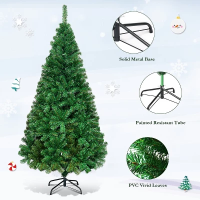 Costway 5Ft/6Ft/7Ft/8Ft Artificial PVC Christmas Tree W/Stand Holiday Season Indoor Outdoor Green 8 Costway 5Ft/6Ft/7Ft/8Ft Artificial PVC Christmas Tree W/Stand Holiday Season Indoor Outdoor Green - Image 7
