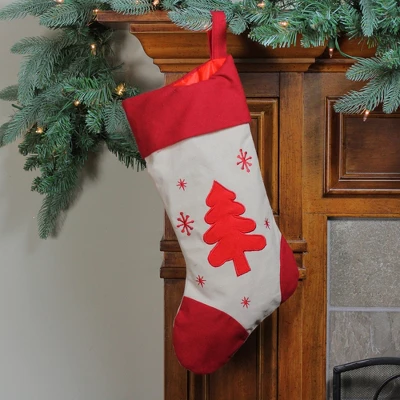 Northlight Embroidered Tree With Snowflakes Christmas Stocking - 18" 4 Northlight Embroidered Tree With Snowflakes Christmas Stocking - 18" - Image 2