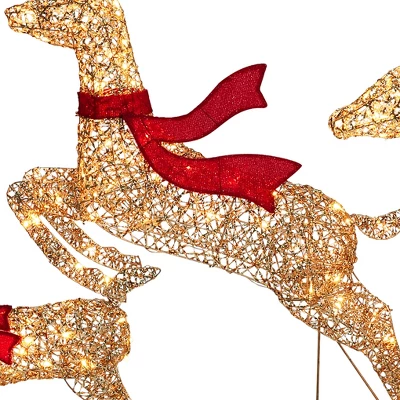 LuxenHome 3-Piece Champagne Gold PET Running Deer Family Outdoor Holiday Decoration With Lights Brown, Red 12 LuxenHome 3-Piece Champagne Gold PET Running Deer Family Outdoor Holiday Decoration With Lights Brown, Red - Image 10