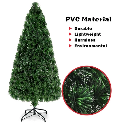 Costway 6Ft Pre-Lit Fiber Optic PVC Christmas Tree Metal Holiday 6 Costway 6Ft Pre-Lit Fiber Optic PVC Christmas Tree Metal Holiday - Image 4