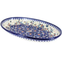 Blue Rose Polish Pottery 104 Vena Oval Platter -Northlight Shop GUEST a2887aa1 250c 4dae 87c9 607a6502b4ac