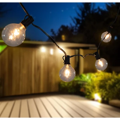 Northlight G50 Globe Christmas Light Set - Clear - 9' Black Wire -10ct 6 Northlight G50 Globe Christmas Light Set - Clear - 9' Black Wire -10ct - Image 4