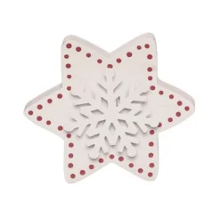 Transpac Winter White Red Gold Wood Tabletop Figurines Set Of 3 Christmas Decorations 5.91H Decorative Objects