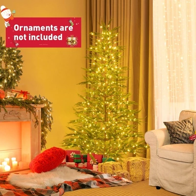 Costway 6.5 FT/7.5FT Pre-Lit Christmas Tree Hinged With 470/612 PE Branch Tips Timer & 430/540 Lights 3 Costway 6.5 FT/7.5FT Pre-Lit Christmas Tree Hinged With 470/612 PE Branch Tips Timer & 430/540 Lights