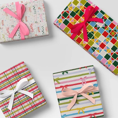 4 Pk Christmas Velvet Ribbon Pink/White Luxe - Wondershop™ 3 4 Pk Christmas Velvet Ribbon Pink/White Luxe - Wondershop™