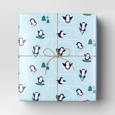 40" 125 Sq Ft Christmas Roll Wrap Playful Penguins On Blue - Wondershop™ 3 40" 125 Sq Ft Christmas Roll Wrap Playful Penguins On Blue - Wondershop™