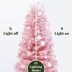 LuxenHome 6Ft Pink Cherry Blossom Christmas Tree With Fiber Optic Lights & Snowman Star Topper -Northlight Shop GUEST a86e2288 6f7c 4372 9250 9d65c23f94c7