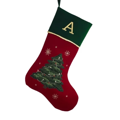 Personalization Mall Traditional Tree Embroidered Initial Christmas Stockings 4 Personalization Mall Traditional Tree Embroidered Initial Christmas Stockings - Image 2