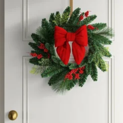 14"x19" Christmas Jumbo Cable Knit Bow Wall Decor Red - Wondershop™