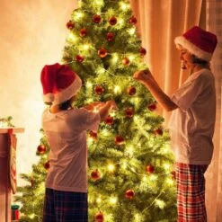 Artificial Christmas Tree, Unlit Full Classic Spruce Xmas Tree With 1450 PVC Branch Tips, Easy To Assemble With Hinge, Metal Foldable Base