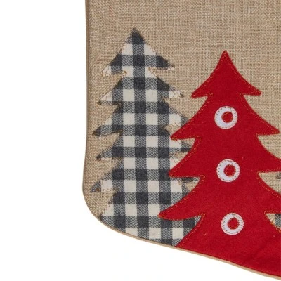 Northlight 19" Beige And Red Burlap "Happy Holidays" Forest Trees Christmas Stocking 4 Northlight 19" Beige And Red Burlap "Happy Holidays" Forest Trees Christmas Stocking - Image 2