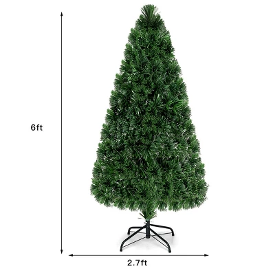 Costway 6Ft Pre-Lit Fiber Optic PVC Christmas Tree Metal Holiday 4 Costway 6Ft Pre-Lit Fiber Optic PVC Christmas Tree Metal Holiday - Image 2